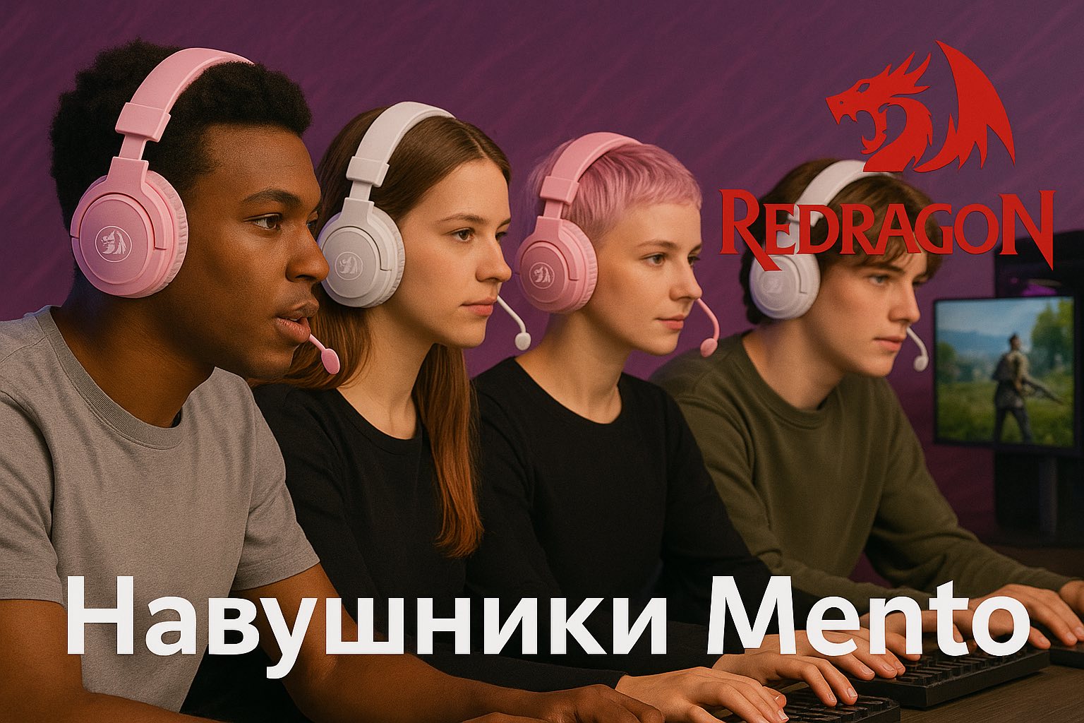 Redragon Mento – ігрові навушники у стильному білому та рожевому виконанні  
